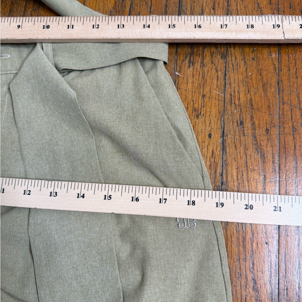 Albion Fit Bow Belt Tie Waist Cropped Wide Leg Pants Size S Heather Khaki - Picture 7 of 11